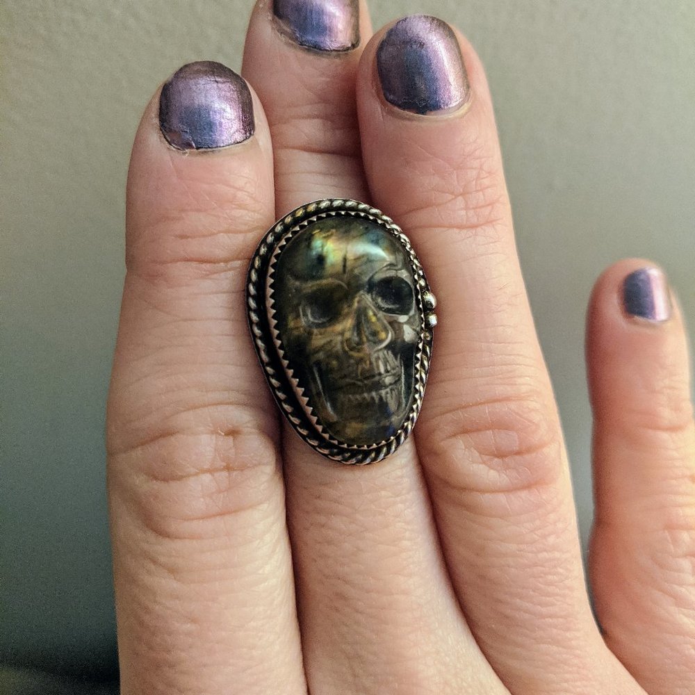 Labradorite Skull Ring